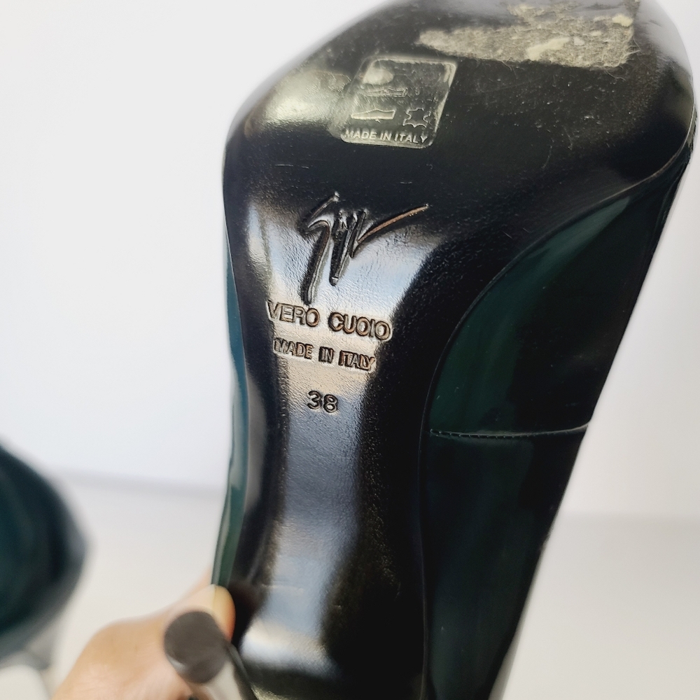 Giuseppe Zanotti Design Green Patent Leather Metal Heels Pump Size 38 - Picture 7 of 7